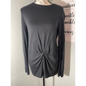 Athleta Nirvana Black Tunic with Criss-cross Twist Front Long Sleeve Size XS
